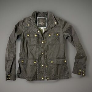 J.Crew Womens Boyfriend Field Jacket Olive Green Full Zip Utility Relaxed XS